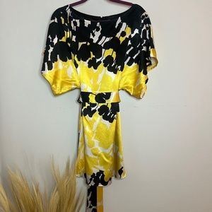 BCBGMaxAzria Satin Black and Yellow Dress